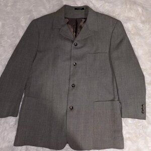 J. FERRAR POLY/WOOL OLIVE BLAZER JACKET SPORT COAT 44R